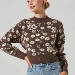 ASTR Saira brown floral sweater